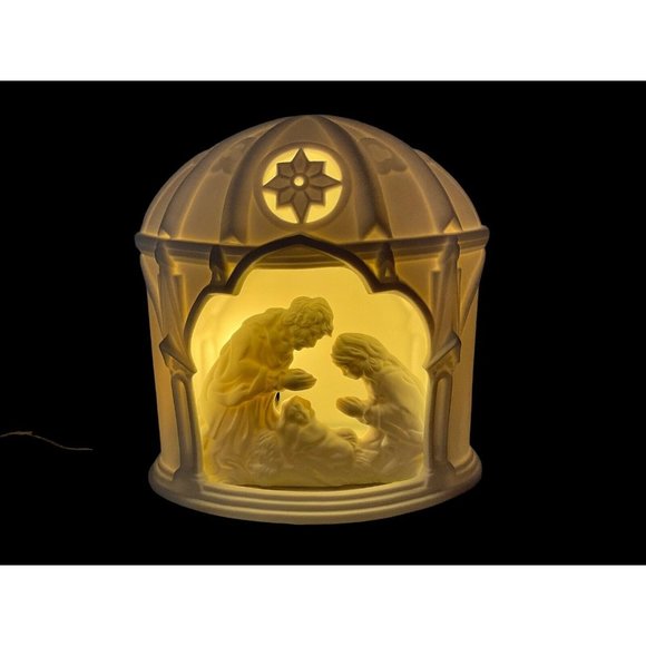 Dept 56 White Silhoutte Lighted Nativity In original Sleeve with Lightcord Bulb - Picture 4 of 15